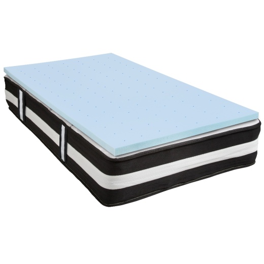 Capri Comfortable Sleep Twin 12 Inch Certipurus Certified Foam Pocket Spring Mattress & 2 Inch Gel Memory Foam Topper Bundle