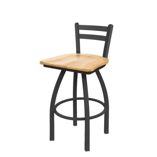 411 Jackie Low Back Swivel Stool With Pewter Finish And Natural Maple Seat
