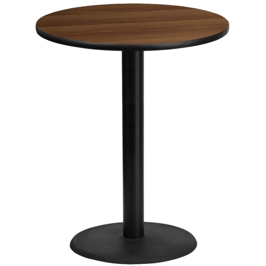 Stiles 36'' Round Walnut Laminate Table Top With 24'' Round Bar Height Table Base