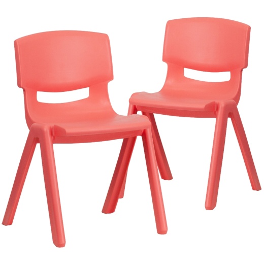 Whitney 2 Pack Red Plastic Stackable School Chair With 13.25" Seat Height