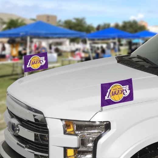Los Angeles Lakers Ambassador Car Flags 2 Pack Mini Auto Flags, 4In X 6In