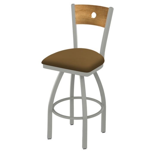 830 Voltaire Swivel Stool With Anodized Nickel Finish, Medium Back And Canter Saddle Seat
