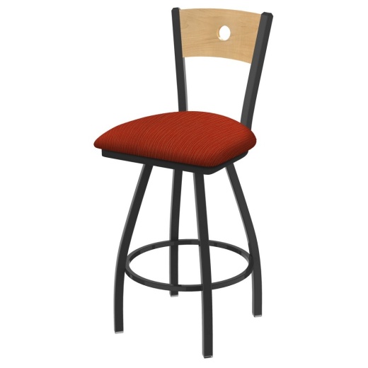 Xl 830 Voltaire Swivel Stool With Pewter Finish, Natural Back, And Graph Poppy Seat