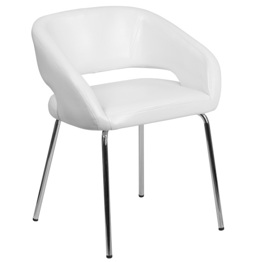 Fusion Series Contemporary White Leathersoft Side Reception Chair