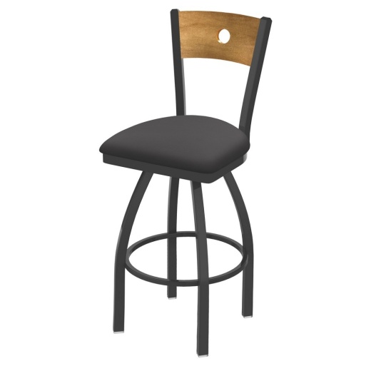 830 Voltaire Swivel Stool With Pewter Finish, Medium Back And Canter Storm Seat