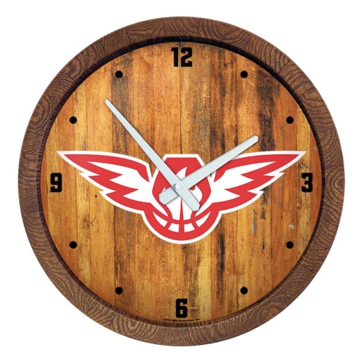 Atlanta Hawks: Logo "Faux" Barrel Top Clock