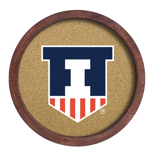 Illinois Fighting Illini: Shield "Faux" Barrel Framed Cork Board