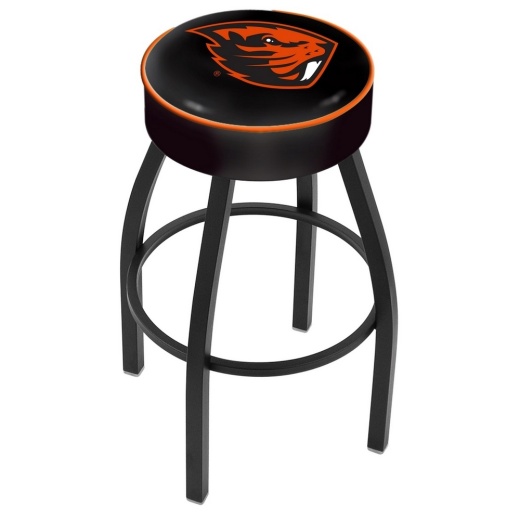 L8b1 4" Oregon State Cushion Seat With Black Wrinkle Base Swivel Bar Stool By Holland Bar Stool Company
