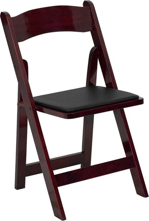 Mahogany Wood Folding Chair Padded Vinyl Seat Set Of 10 Chairs