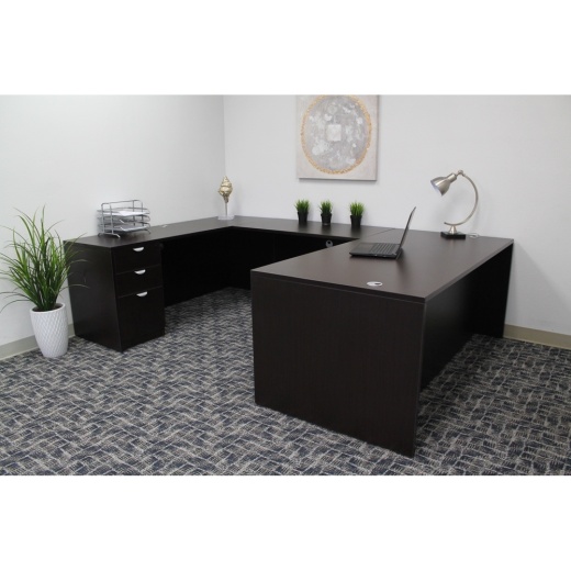 Boss Office Products 71 Inch Executive Ushape Desk With 2 Box/Box/File Storage Pedestals, Mocha ((N101,N170,N143,2 N166)Mocha)