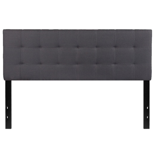 Bedford Tufted Upholstered Queen Size Headboard In Dark Gray Fabric