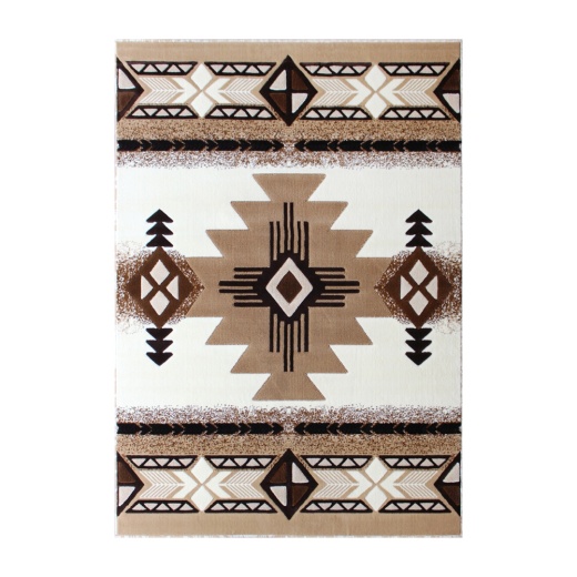 Mohave Collection 5' X 7' Ivory Traditional Southwestern Style Area Rug Olefin Fibers With Jute Backing