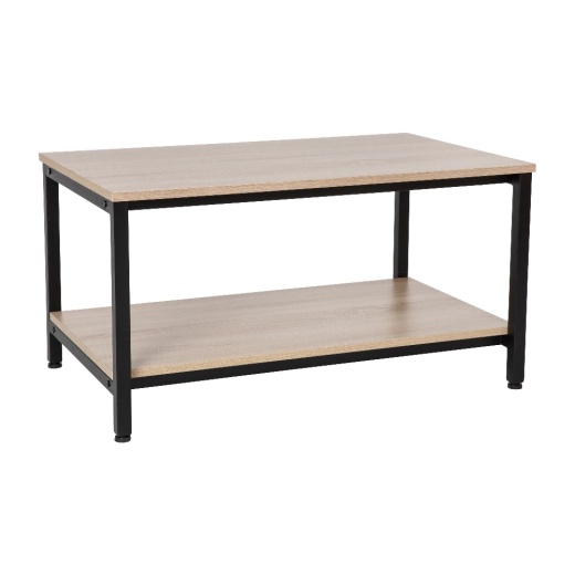 Finley Modern Industrial 2 Tier Rectangular Metal And Driftwood Coffee Table
