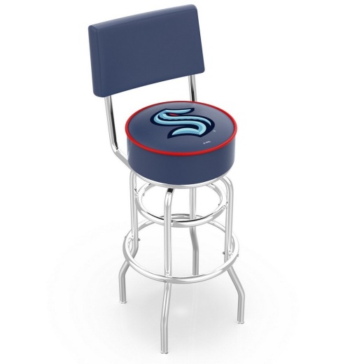 L7c4 Chrome Double Ring Seattle Kraken Swivel Bar Stool With A Back By The Holland Bar Stool Company
