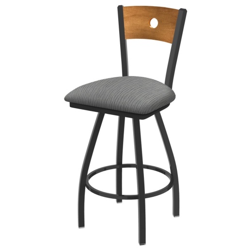 Xl 830 Voltaire Swivel Stool With Pewter Finish, Medium Back, And Graph Alpine Seat