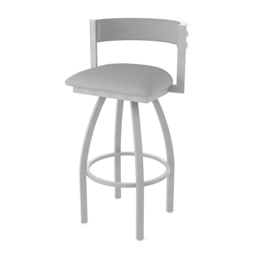 861 Artemis Swivel Stool With Anodized Nickel Finish And Canter Folkstone Grey Seat And Back