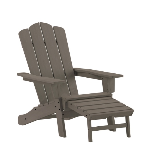 Port Hdpe Adirondack Chair With Cup Holder And Pull Out Ottoman, Allweather Hdpe Indoor/Outdoor Lounge Chair In Brown