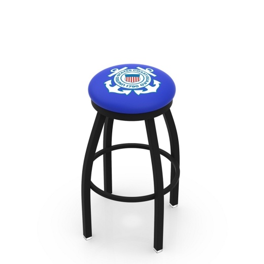 L8b2b Black Wrinkle U.S. Coast Guard Swivel Bar Stool With Accent Ring By Holland Bar Stool Company