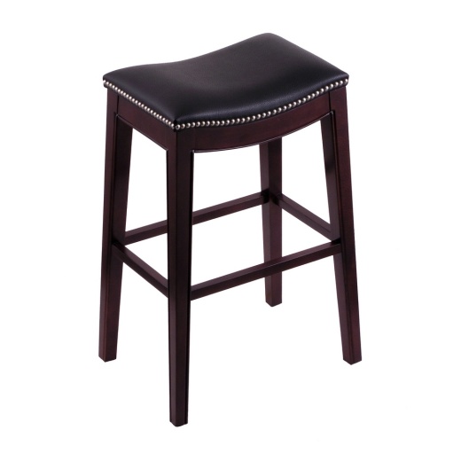 3210 Lynn Saddle Style Stool In Espresso Frame Finish And Black Vinyl Upholstery 25 Inch - Counter Stool