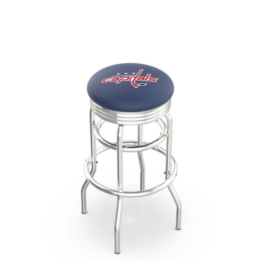 L7c3c Chrome Double Ring Washington Capitals Swivel Bar Stool With 2.5" Ribbed Accent Ring By Holland Bar Stool Company