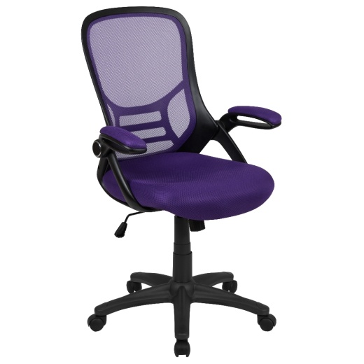Porter High Back Purple Mesh Ergonomic Swivel Office Chair With Black Frame And Flipup Arms