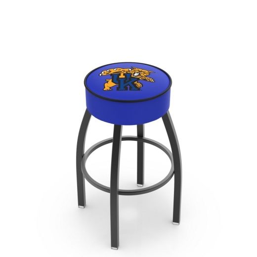 L8b1 4" Kentucky "Wildcat" Cushion Seat With Black Wrinkle Base Swivel Bar Stool By Holland Bar Stool Company