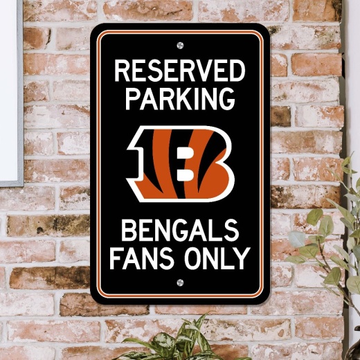 Cincinnati Bengals Team Color Reserved Parking Sign Decor 18In. X 11.5In. Lightweight