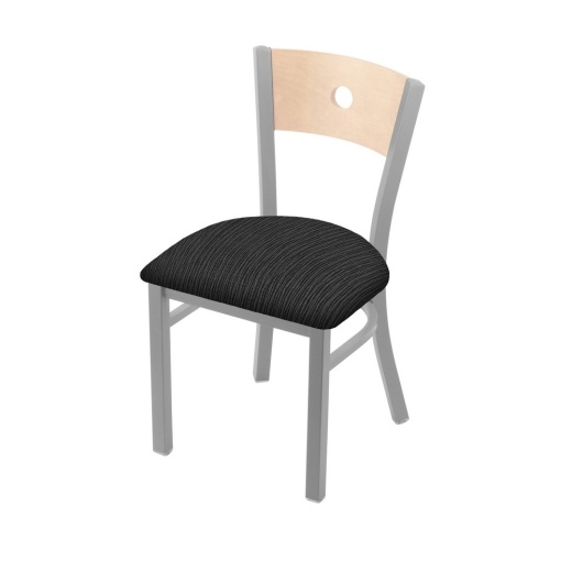 630 Voltaire 18" Chair With Anodized Nickel Finish, Natural Back, And Graph Coal Seat