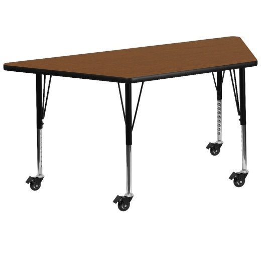 Wren Mobile 22.5''W X 45''L Trapezoid Oak Hp Laminate Activity Table Height Adjustable Short Legs