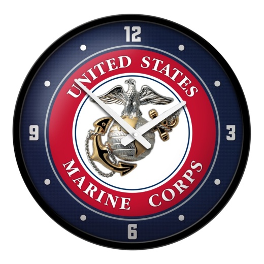 Us Marine Corps: Modern Disc Wall Clock Red Frame