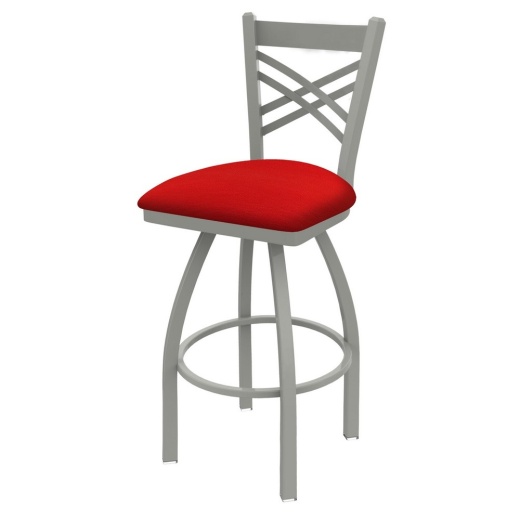 820 Catalina Swivel Stool With Anodized Nickel Finish And Canter Red Seat