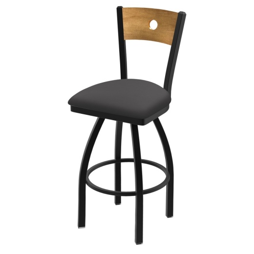 830 Voltaire Swivel Stool With Black Wrinkle Finish, Medium Back And Canter Storm Seat