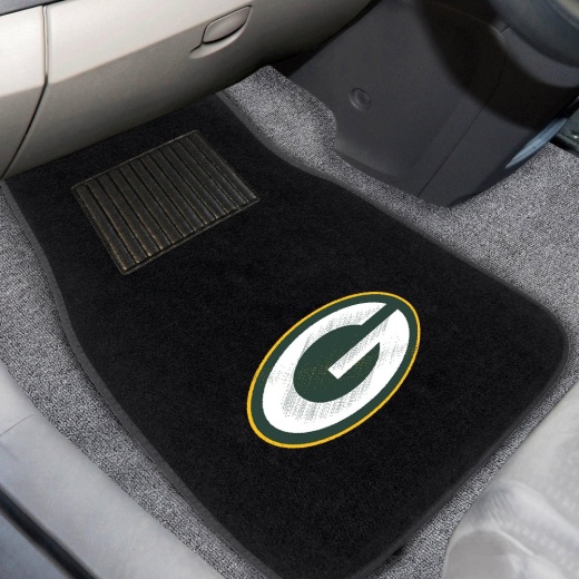 Green Bay Packers Embroidered Car Mat Set 2 Pieces Oval G Primary Logo