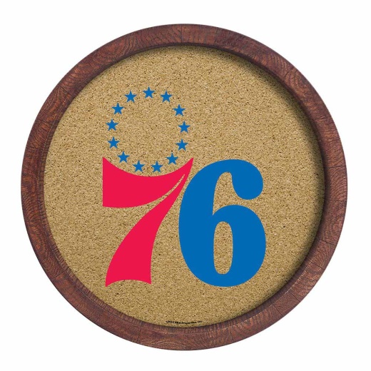 Philadelphia 76Ers: "Faux" Barrel Framed Cork Board