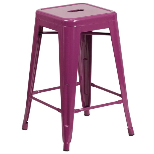 Kai Commercial Grade 24" High Backless Purple Indooroutdoor Counter Height Stool