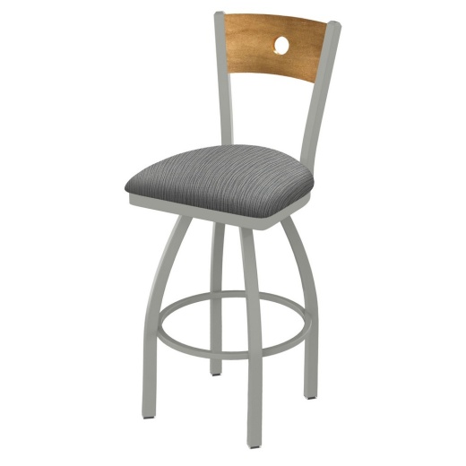 830 Voltaire Swivel Stool With Anodized Nickel Finish, Medium Back And Graph Alpine Seat