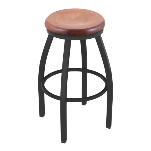 802 Misha Swivel Stool With Pewter Finish And Medium Maple Seat