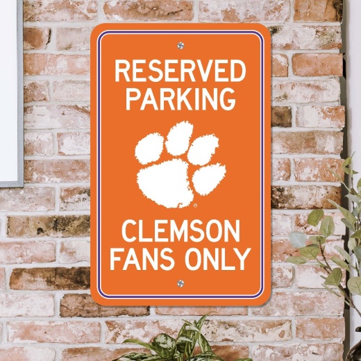 Clemson Tigers Team Color Reserved Parking Sign Decor 18In. X 11.5In. Lightweight