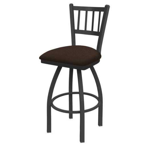810 Contessa Swivel Stool With Pewter Finish And Rein Coffee Seat