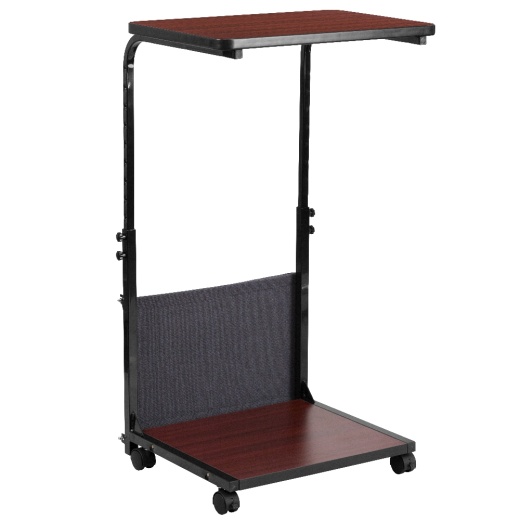 Charger Mobile Sitdown, Standup Mahogany Computer Ergonomic Desk With Removable Pouch (Adjustable Range 27'' 46.5'')