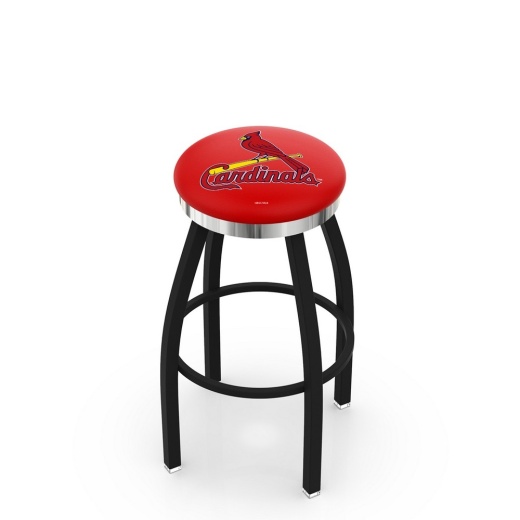 L8b2c St. Louis Cardinals Swivel Stool With A Black Wrinkle And Chrome Finish By Hbs