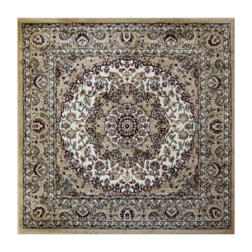 Mersin Collection Persian Style 5X5 Ivory Square Area Rugolefin Rug With Jute Backinghallway, Entryway, Bedroom, Living Room