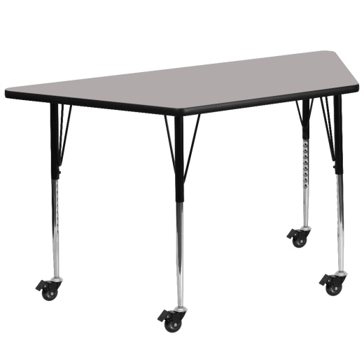 Wren Mobile 22.5''W X 45''L Trapezoid Grey Hp Laminate Activity Table Standard Height Adjustable Legs