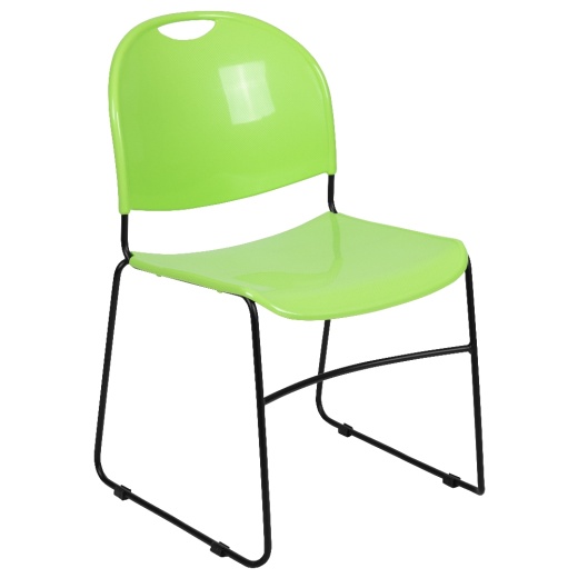 Hercules Series 880 Lb. Capacity Green Ultracompact Stack Chair With Black Powder Coated Frame