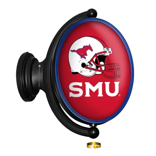 Smu Mustangs: Helmet Original Oval Rotating Lighted Wall Sign