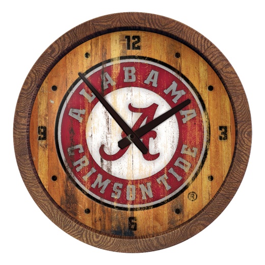 Alabama Crimson Tide: School Seal Weathered "Faux" Barrel Top Wall Clock