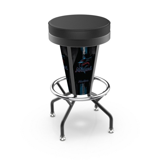 L5000 Miami Marlins 30" Lighted Bar Stool With Black Wrinkle Finish By Holland Bar Stool Co