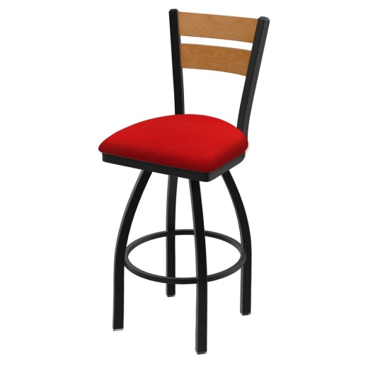 832 Thor Swivel Stool With Black Wrinkle Finish, Medium Back And Canter Red Seat