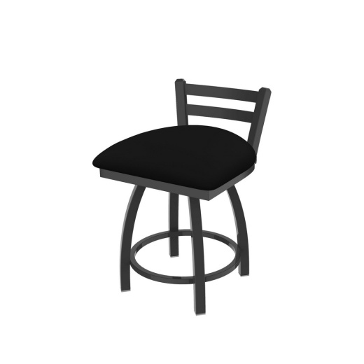 411 Jackie 18" Low Back Swivel Vanity Stool With Pewter Finish And Black Vinyl Seat