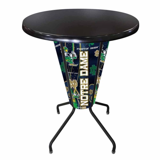 Lighted L218 42" Black Notre Dame (Leprechaun) Pub Table With Black, 36" Dia. Top By Holland Bar Stool Co